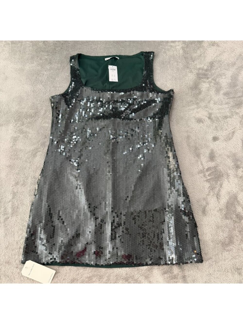 NWT Abercrombie & Fitch Dark Green Sequin Dress LARGE Party Festival New Years